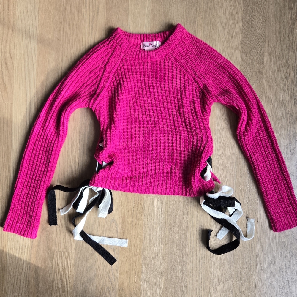Pink Angel Tie Side Pink Sweater, Size S